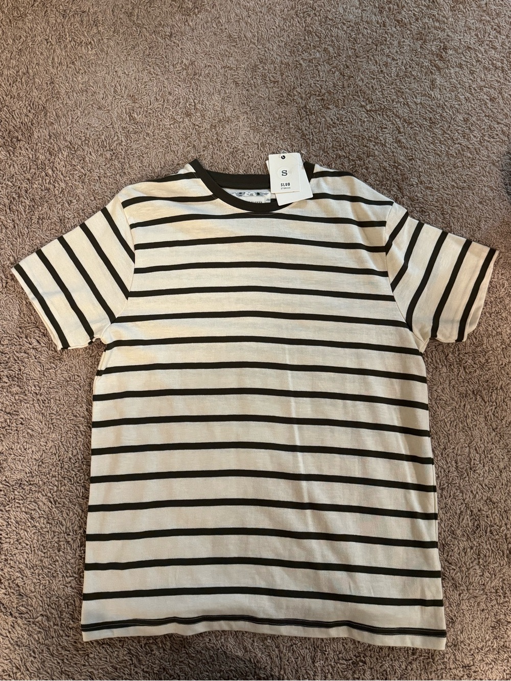 Striped Short-Sleeve T-Shirt - Green & Cream